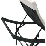  Ležalnik z blazino črn 55x199x50 cm poli ratan | Shoptok.si