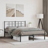 Maison Chic Kovinski Posteljni okvir - Dvoposteljna postelja - Zakonska postelja z vzglavjem črn 140x190 cm, (21692920) | Shoptok.si