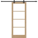 vidaXL Drsna vrata s kompletom strojne opreme 86x211 cm iz trdnega lesa bora | Shoptok.si