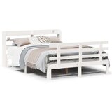 vidaXL Posteljni okvir z vzglavjem brez vzmetnice bel 160x200 cm | Shoptok.si