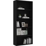 vidaXL Ormarić za knjige s 5 razina crni 80 x 30 x 189 cm od iverice | shoptok.hr