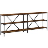 Maison Chic konzolna miza - miza ob steni dimljen hrast 200x30x75 cm inž. les in železo, (21786351) Cene