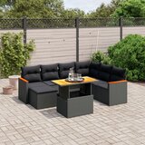vidaXL Vrtna sedežna garnitura 8-delna z blazinami črn poli ratan | Shoptok.si