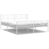  The Living Store Kovinski posteljni okvir z vzglavjem in vznožjem bel 193x203 cm - Kovinski Posteljni Okvir, (21448839) | Shoptok.si