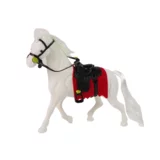 Figurica bijeli baršunasti konjić sa crnim sedlom