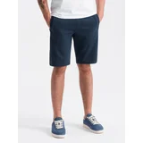 Ombre BASIC men's cotton sweat shorts - navy blue