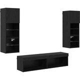 TV zidna jedinica Zidne 6 pcs Crni hrast Konstruirano drvo | Eponuda.com