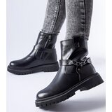 Gemre Black insulated ankle boots with chain Smithsons | Shoptok.si