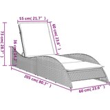  Ležaljka za sunčanje s jastukom crna 60x205x73 cm poliratan | shoptok.hr