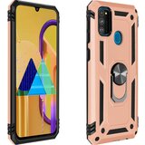 AVIZAR Ovitek za Samsung Galaxy M31 / M30s / M21, odporen na udarce, s kovinskim držalom za prstan - roza zlato, (20720635) | Shoptok.si