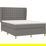  Box spring postelja z vzmetnico temno siva 140x200 cm blago, (20724648) | Shoptok.si