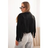Kesi Włoski Women's suede jacket with fringes black | shoptok.hr