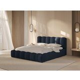 Micadoni Tamno plavi tapecirani bračni krevet s prostorom za odlaganje s podnicom 200x200 cm Lupine – | shoptok.hr