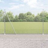 vidaXL varjena žična ograja s 13 flanšnimi stebri 1,6x25 m Cinkano jeklo | Shoptok.si