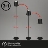 BRILONER 1438015 - led podna lampa kiki sa prigušivačem, 4,3 W/5 v, IP44, 2600 mah, crna | Eponuda.com