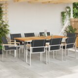 vidaXL 9-delni vrtni jedilni set iz trdega akacijevega lesa | Shoptok.si
