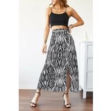 XHAN Women's Black & White Zebra Patterned Slit Skirt Cene