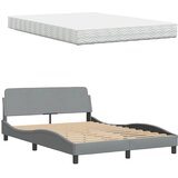 Krevet s madracem Hanko svjetlosivi 140x190 cm od tkanine | Eponuda.ba
