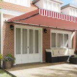 vidaXL Automatska uvlačiva tenda crveno-bijela pruga 600x300 cm | shoptok.hr
