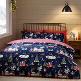 Catherine Lansfield Modra podaljšana posteljnina za zakonsko posteljo 230x220 cm Ski Village – | Shoptok.si