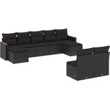  9-dijelni set vrtnih sofa s jastucima crni od poliratana | shoptok.hr
