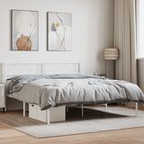Maison Chic Kovinski Posteljni okvir - Dvoposteljna postelja - Zakonska postelja z vzglavjem bel 135x190 cm, (21693223) | Shoptok.si