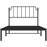 Metalni Kovinski posteljni okvir z vzglavjem črn 107x203 cm | Shoptok.si