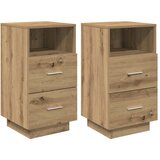 Maison Chic Dvo delni komplet Nočne omarice - Nočne mize z 2 predaloma artisan hrast 36x36x68 cm, (21688186) | Shoptok.si