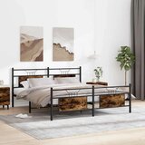 Metalni Kovinski posteljni okvir brez vzmetnice dimljen hrast 183x213cm, (21829113) | Shoptok.si
