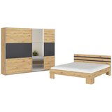 XXXL Omara Z Drsnimi Vrati Foster, Hrast, Siva, Ogledalo, 218 Cm | Shoptok.si