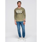 Ombre Men's urban print longsleeve - olive | Shoptok.si