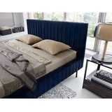 ELTAP Temno modra oblazinjena zakonska postelja s prostorom za shranjevanje z letvenim dnom 180x200 cm Plissa – | Shoptok.si