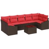  Set sofe 8 kom. 7-Broj sjedala Smeđa i crvena poliratan | shoptok.hr