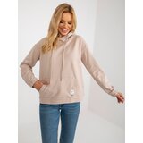 Fashion Hunters Beige Cotton Kangaroo Sweatshirt Cene