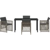 vidaXL 5 komadni vrtni set za obedovanje s jastučićima sivi poli ratan, vrtni stol crni 140x80x73 cm kaljeno staklo | shoptok.hr