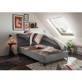 MID.YOU POSTELJA Z VZMETNICO 120 cm x 200 cm , tekstil, leseni material siva | Shoptok.si