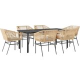  Vrtna garnitura - 6-dijelni vrtni blagovaonski set s jastucima poliratan i staklo Smeđa 200 x 100 x 74 cm 6 | shoptok.hr
