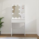 The Living Store Toaletna mizica z LED lučkami bela 60x40x140 cm - Toaletna Mizica, (21663714) Cene