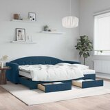  Dnevni krevet na razvlačenje s ladicama plavi 90x200 cm baršun | shoptok.hr