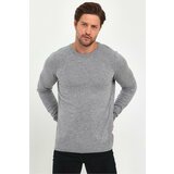 Lafaba Men's Gray Crew Neck Basic Knitwear Sweater Cene