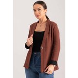 armonika Women's Tile Herringbone Pattern Sleeve Fold Single Button Cachet Jacket Cene