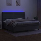  Box spring postelja z vzmetnico LED temno siva 200x200 cm blago, (20851596) | Shoptok.si