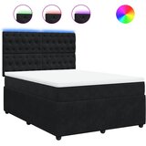 vidaXL Krevet s oprugama i madracem crni 140x200 cm baršunasti - Crna 140 x 200 cm Dizajn s gumbima | shoptok.hr