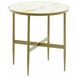 Kave Home Okrogla stranska mizica z mizno ploščo v marmornem dekorju ø 50 cm Elisenda –