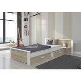 ADRK Mladinska postelja ALDEX SHELF z dvema predaloma 180x80 cm - BELA-SONOMA HRAST | Shoptok.si