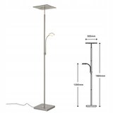 BRILONER 1328-022 - prigušiva LED podna lampa LED/21W/230V + LED/3,5W matni hrom | Eponuda.com