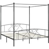 Maison Chic Posteljni okvir - Dvoposteljna postelja - Zakonska postelja z ogrodjem za baldahin siv kovinski 200x200 cm, (21695398) Cene