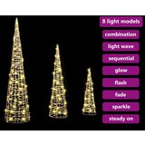 vidaXL Božično drevo med 90 LED 3 pcs Toplo bela 40 cm 60 cm 80 cm PET | Shoptok.si