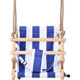  Ljuljačka za bebe sa sigurnosnim pojasom od pamuka i drva plava | shoptok.hr