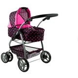 Kolica za lutku Alice 2u1 - crna s rozim točkicama | shoptok.hr